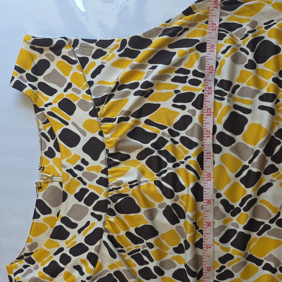🌸Tory Burch 100% Silk Yellow and Brown Geometric Print Dress‎ - Picture 7 of 9